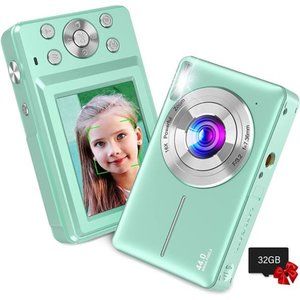 Digital Camera,Kids Camera with 32GB Card,Nsoela FHD 1080P 44MP Compact Vlogging